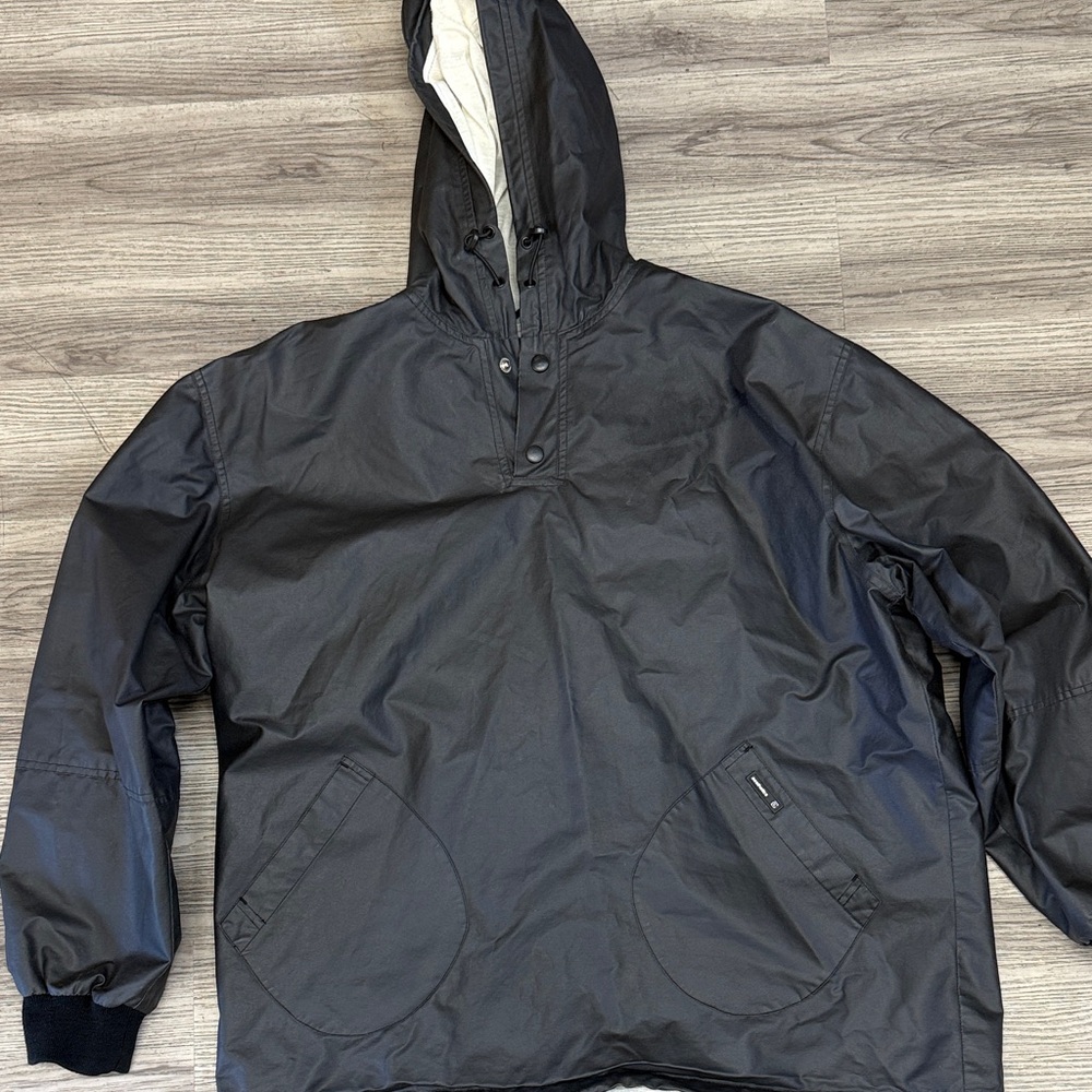 Men's Black Hooded Raincoat